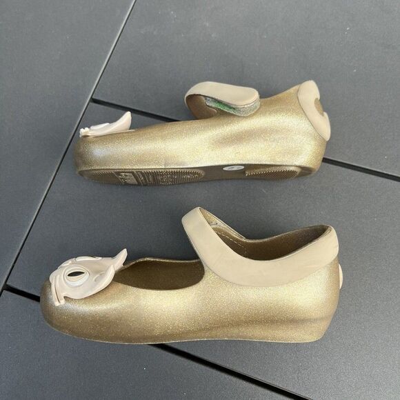 Mini Melissa Ultragirl II Gold Cat Mary Jane Flats Shoes Toddler Girls Size 9 - Picture 7 of 10